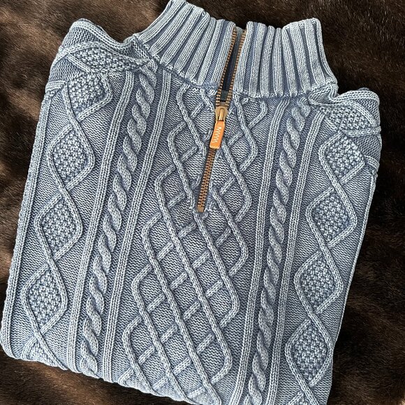 L.L. Bean Other - LL Bean Signature Chunky Quarter Zip Cable Sweater Blue XL
